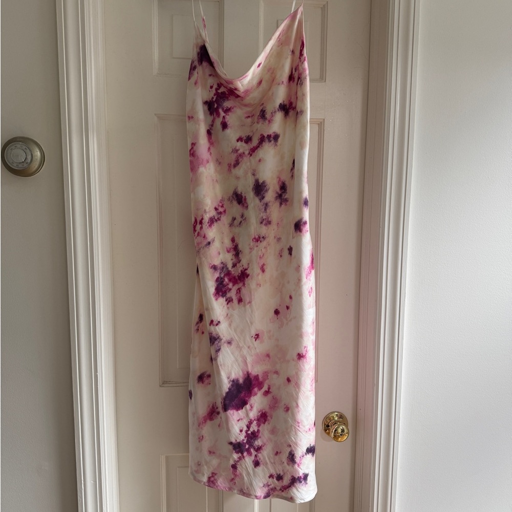 Bardot Purple and White Tie-Dye Slip Dress